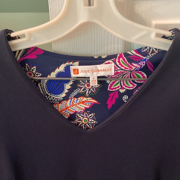 Jude Connolly Navy Blue Dress. Bell sleeves & Flounce Hem. Size S. - Picture 3 of 8